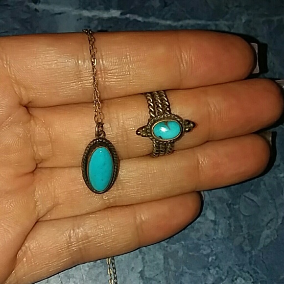 1955 Vintage Jewelry - Vintage real stearling silver and real turquoise